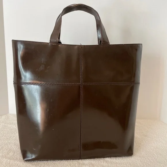 Gucci Brown Vintage Patent Leather Tote Hand Bag - Picture 3 of 16